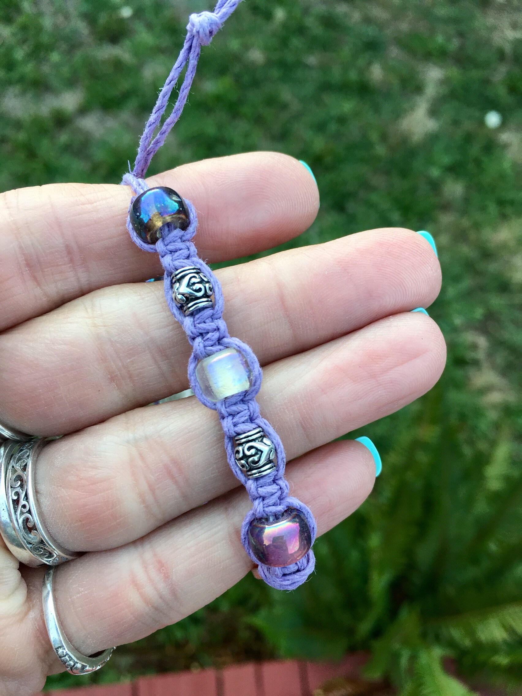 Hope Bracelet Adjustable Hemp Bracelet Beaded Macrame Etsy