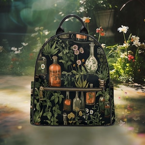 Goblincore Witchie Vegan Leather Backpack Dark Academia Cottagecore Cute Women Vegan Leather Satchel Goth Bag Hippies Boho Aesthetic