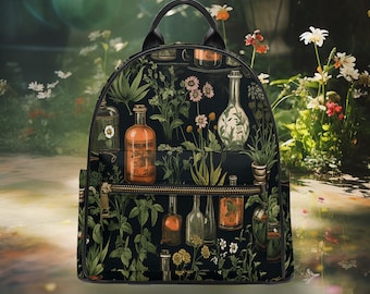 Goblincore Witchie Vegan Leather Backpack Dark Academia Cottagecore Cute Women Vegan Leather Satchel Goth Bag Hippies Boho Aesthetic