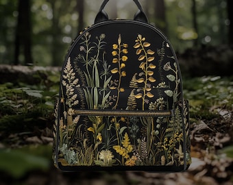 Goblincore Witchie Vegan Leather Backpack Mushroom Cottagecore Cute Women Bag Cute Vegan Leather Satchel Goth Bag Hippies Boho Aesthetic