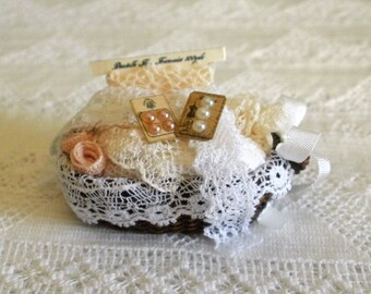 Miniature Lace Sewing Room Basket