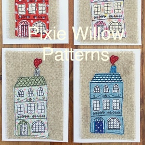 ITH 5x7, Raw Edge Applique House, nel cerchio Macchina Ricamo Design - Grande regalo housewarming di Pixie Willow Patterns