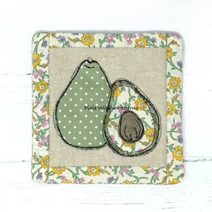 ITH Avocado Applique Coaster Pattern, Machine Embroidery, Raw Edge Design for 5x7 Hoops