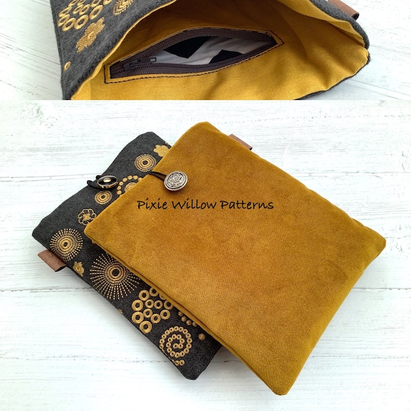 ITH Book Sleeve with internal zipper pocket pattern. Padded book cover / book pouch design for machine embroidery 7.9x11 hoops.