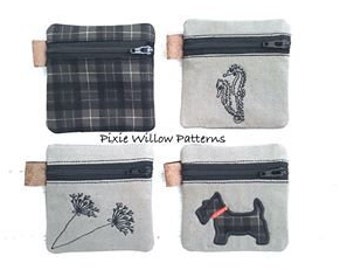 ITH Dragkedja-väskeset: 4x4 Maskinbroderimönster