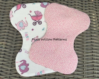 In the hoop Burp Cloth  for 7.9x11 & 8x12 Hoops. In the hoop Baby gift, machine embroidery pattern by Pixie Willow Patterns