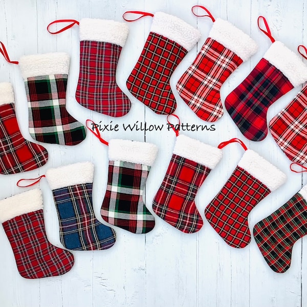 ITH Christmas Stocking for 5x7, 6x10 and 8x12 hoops. Machine Embroidery Pattern of a fully lined Christmas stocking