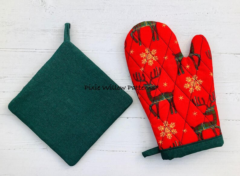 ITH Pot Holder AND Oven Glove Patterns. Set of Diamond Quilted Etsy UK