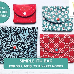 Borsa ITH con tutorial su YOU TUBE. Semplice borsa con telaio. Per telai 5x7, 6x10, 7x11 e 9x12. Schema per ricamo a macchina.