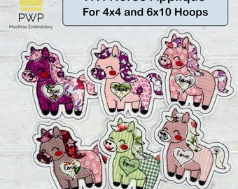 Applique cheval ITH. Motif de broderie machine pour cerceaux 4 x 4 et 6 x 10