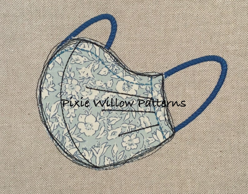 Machine Embroidery Pattern of a Face Mask. Raw Edge Applique Pattern ...