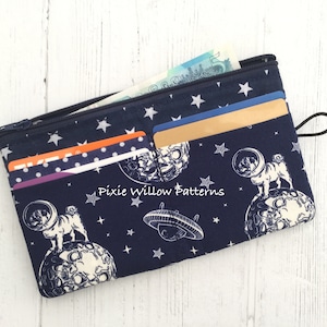 ITH Wallet / Purse for 6x10 hoops. In the hoop zipper purse made in one hooping. Machine Embroidery Pattern by Pixie Willow Pattern