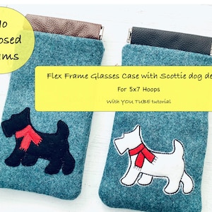 Estojo para óculos Scottie Dog: Moldura flexível para bordado à máquina (para aros 5x7)