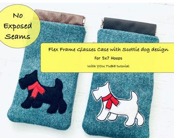 Étui à lunettes pour chien scottie : motif de broderie machine dans le cerceau Flex Frame (pour des cerceaux de 5 x 7)