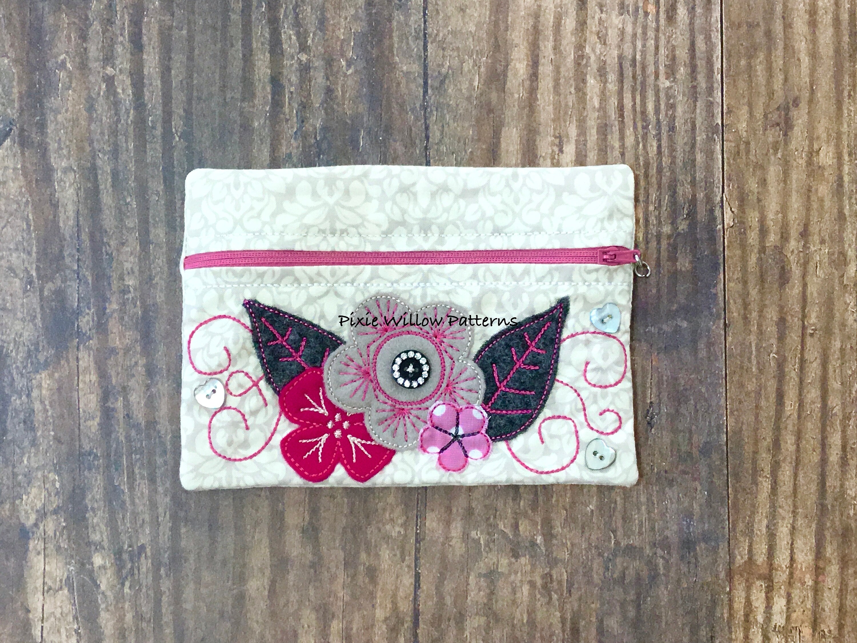 ITH Fully Lined Zipper Bag Machine Embroidery Design of Etsy UK