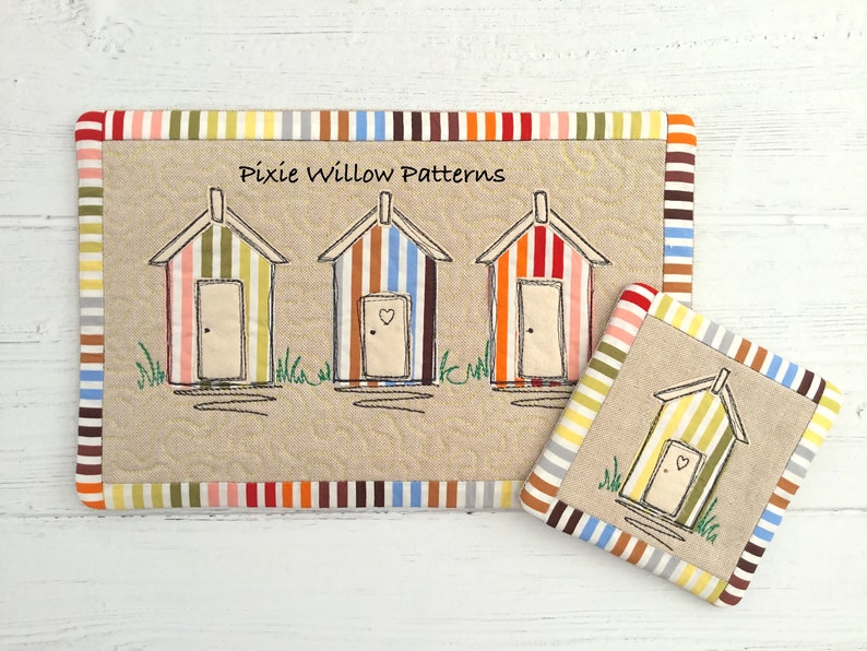ITH Beach Hut Placemat. Raw Edge Applique Design to Look Like Etsy UK