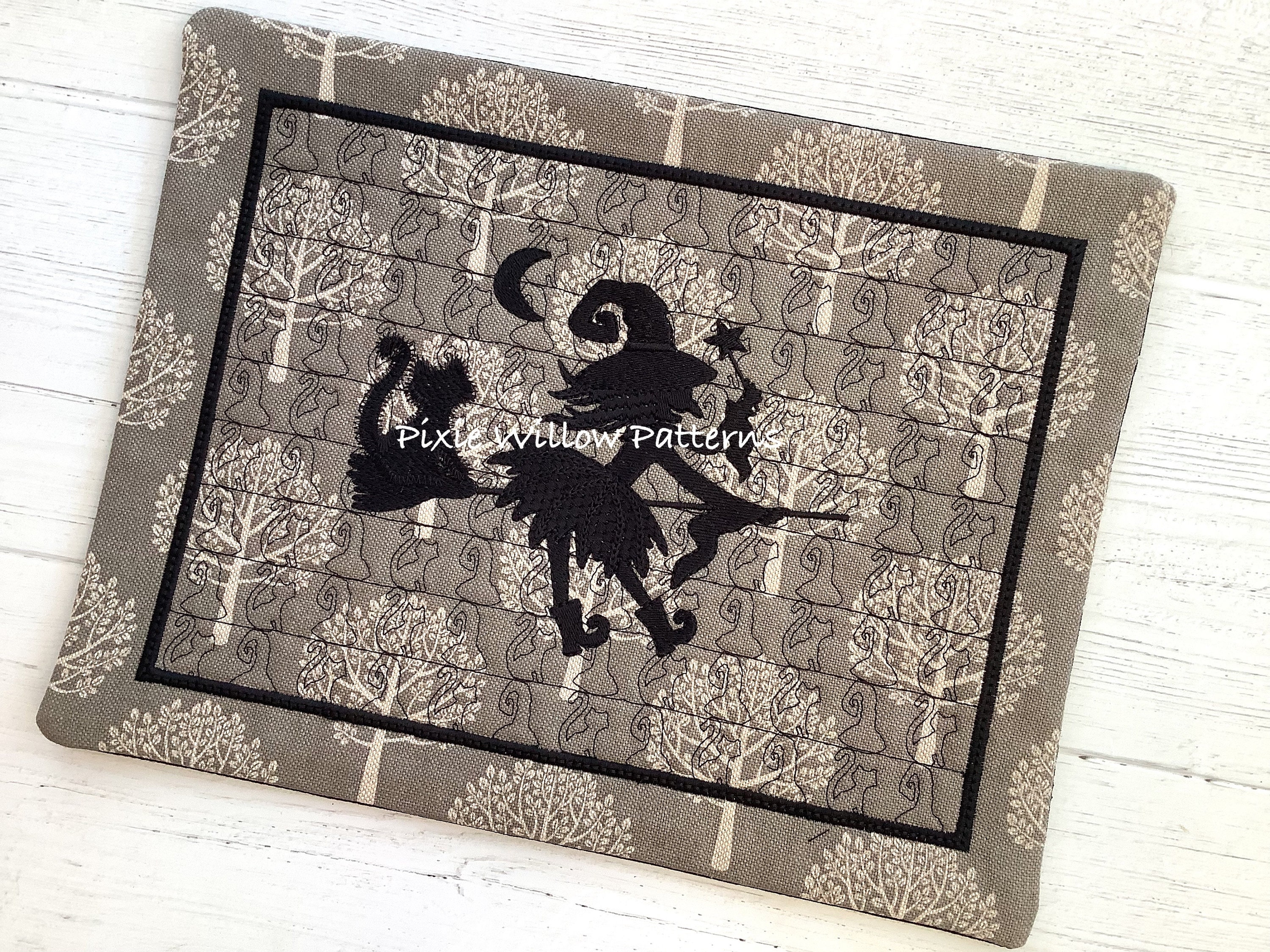 ITH Witch Silhouette Placemat: Machine Embroidery Halloween Project (7 ...