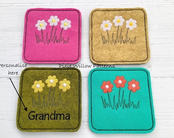 ITH Flower Coaster. Machine Embroidery Design for 4x4 hoops