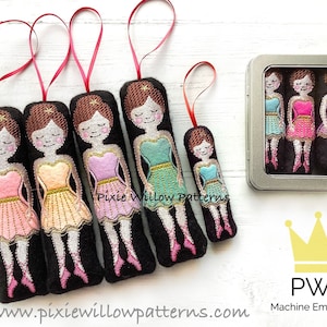 ITH Sugar Plum Fairy Christmas Tree Decoration pattern. W tamborku maszynowy haftowany wzór świątecznej baletnicy na tamborkach 5x7.