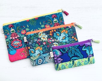 ITH Zipper Bag Pattern with striped Bottom, (For 5x7, 6x10 & 8x11 Hoops)
