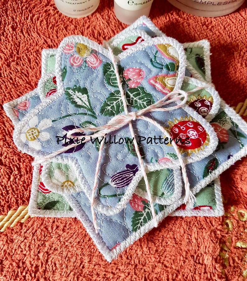 Star /& Square Shapes 4x4 Make-up wipes Machine Embroidery Pattern ITH Reusable Make Up remover Pads In The Hoop Project