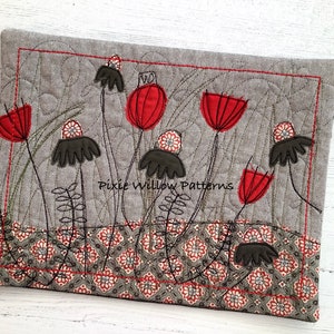 In The Hoop Project, Placemat  &quot;Grass Scene&quot; for 8x 12 and 9x12 Machine Embroidery hoops, by Pixie Willow Patterns