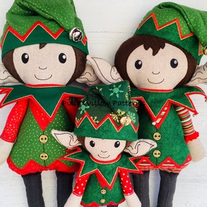 ITH Elf Doll. In the hoop Elf Stuffie pattern for 5x7, 6x10, 8x12 and 9x12 hoops. Machine embroidery design by Pixie Willow Patterns