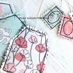 ITH Lavendelbeutel / Teebeutel förmige Stickdatei für 4x4 und 5x7 Creolen. In the hoop Project von Pixie Willow Patterns