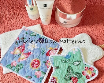 ITH Reusable Make Up remover Pads - Star & Square Shapes. 4x4 Make-up wipes - Machine Embroidery Pattern, In The Hoop Project