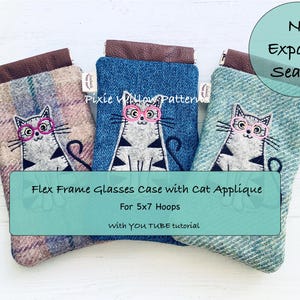 ITH Katze Brillenetui: Flex Rahmen Stickdatei für 13x18 Rahmen.
