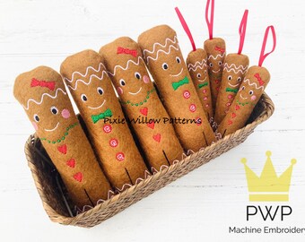 ITH Gingerbread Man, machineborduurontwerp: kerstboomversiering (voor hoepels van 5 x 7)