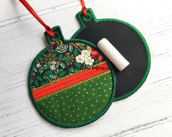 ITH Reusable Gift Tag. Christmas Bauble gift tag for 4x4 hoop, In the hoop Machine Embroidery project