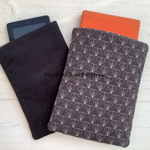 ITH Tablet case / book sleeve design with quilted shell design. In the hoop Machine embroidery pattern for 8x12 and 9x12 hoops.