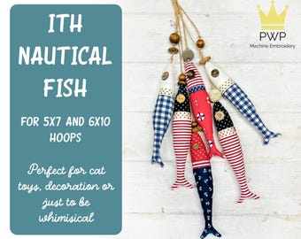 ITH Nautical Fish Stuffie: In-the-Hoop Machine Embroidery Pattern