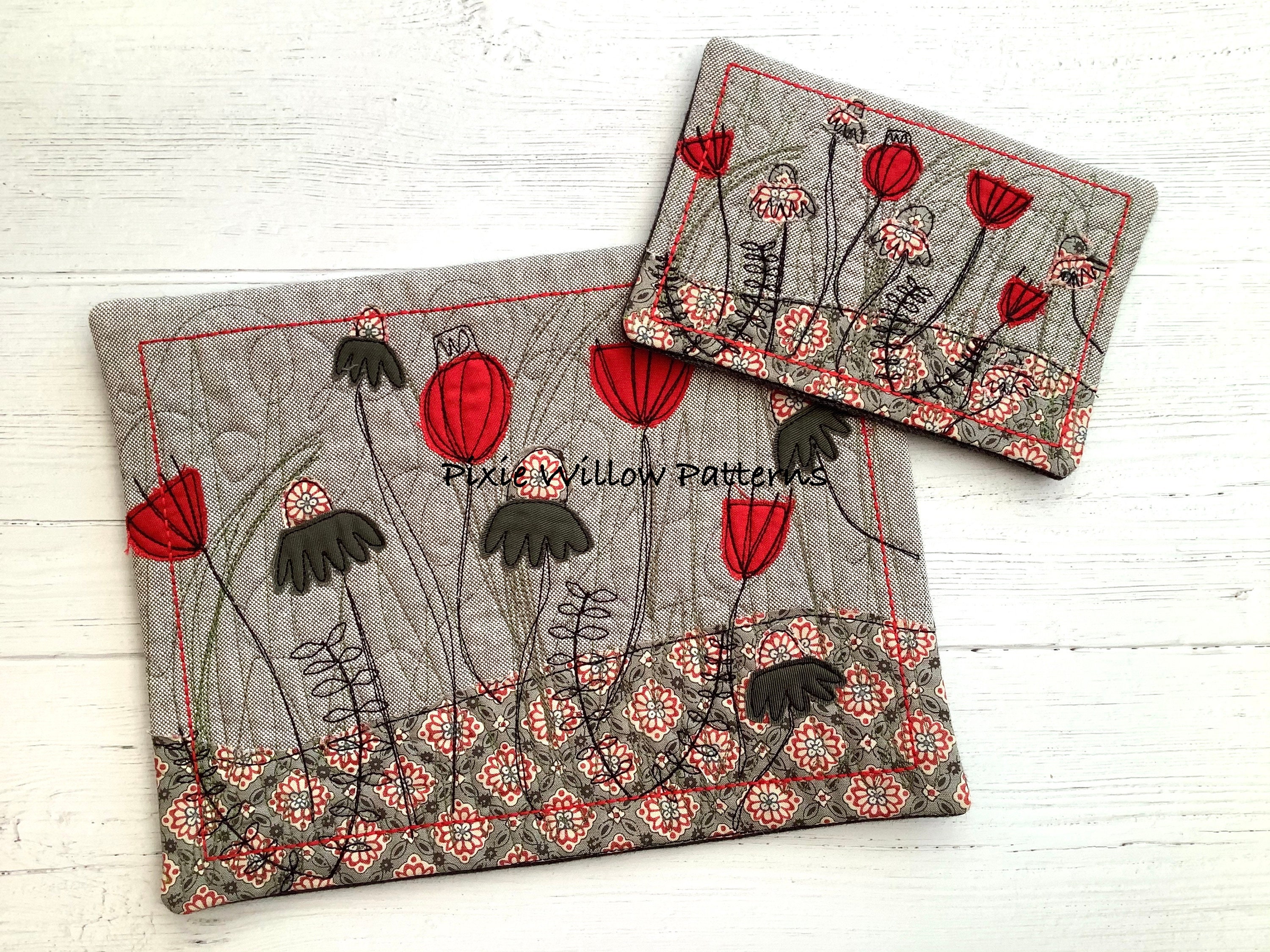 ITH Mug Rug. Machine Embroidery Grass Scene Design for 5x7 Etsy Australia