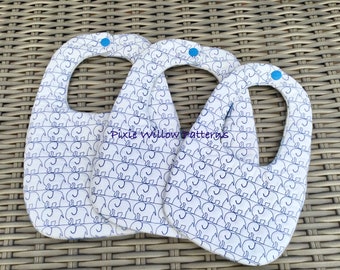 ITH Elephant Baby Bib Patroon. Very ITH hoop baby bib project voor hoepels = 6x10, 7.9x11 & 8x12