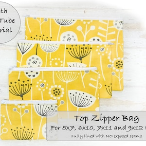 Bolsa com zíper ITH com tutorial do YOUTUBE. Totalmente forrada, bolsa com zíper e fecho superior para bastidor de 5x7, 6x10, 7x11 e 9x12. Design de bordado à máquina.