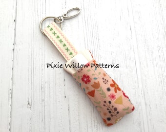 ITH Lip Balm holder \ Chapstick key chain holder. In the hoop Machine embroidery pattern for 4x4 hoops.