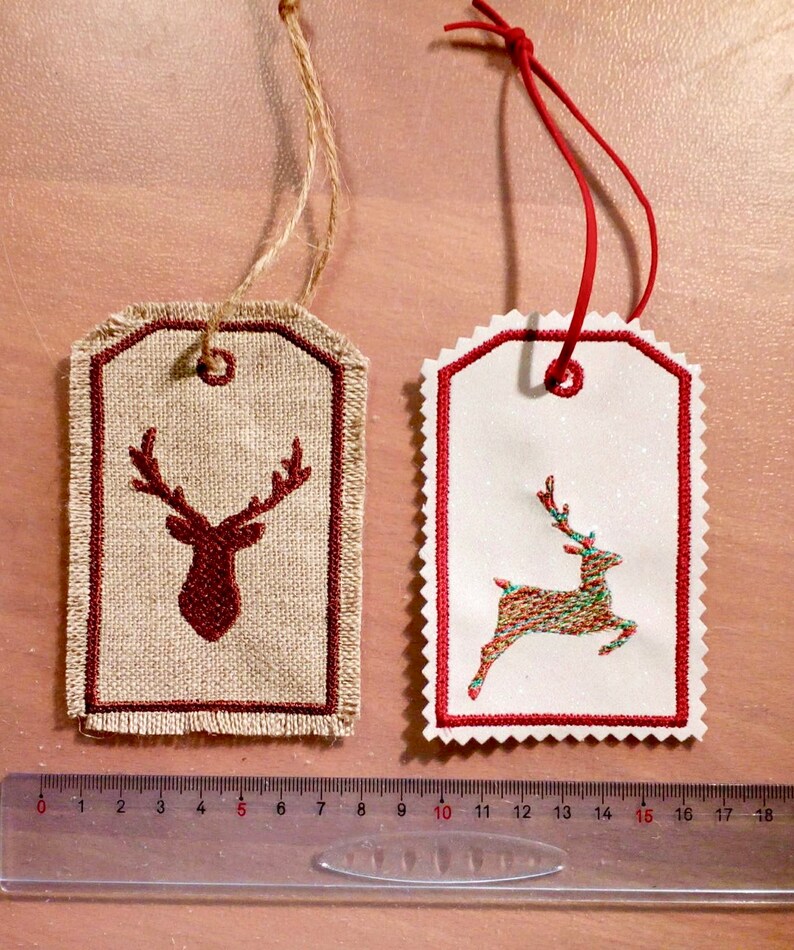 Stag ITH Gift Tag Machine Embroidery Design / Stag In The Hoop Etsy