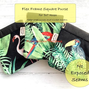 ITH Flex Frame Purse Pattern For 5x7 Hoops: Machine Embroidery Design.