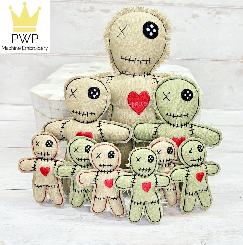 ITH Voodoo Doll Pin Cushion for 4x4, 5x7 and 7x11 Hoops. Machine Embroidery Design. image 9