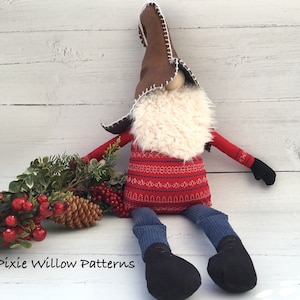 ITH Christmas Jumper Gnome Doll. In the hoop Stuffie for 5x7, 6x10, 7x12 & 9x12 hoops. Machine embroidery design by Pixie Willow Patterns