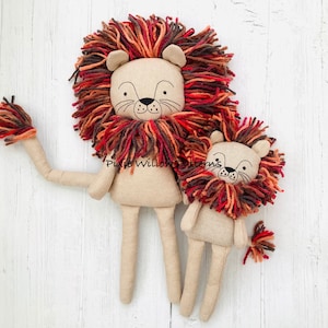 ITH Lion Stuffie design. In the hoop Lion. Machine embroidery pattern for 5x7, 6x10, 7.9x11 and 9x12 hoops.