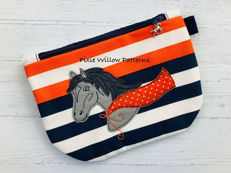 In the Hoop Horse Zipper Bag Pattern. Fully Lined Zipper Bag Etsy