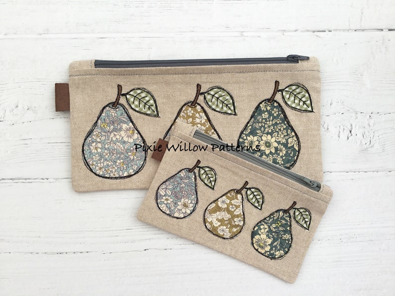 Pear Pouch Pattern ITH Zipper Bag With Pear Applique. Machine Embroidery Pattern - Etsy