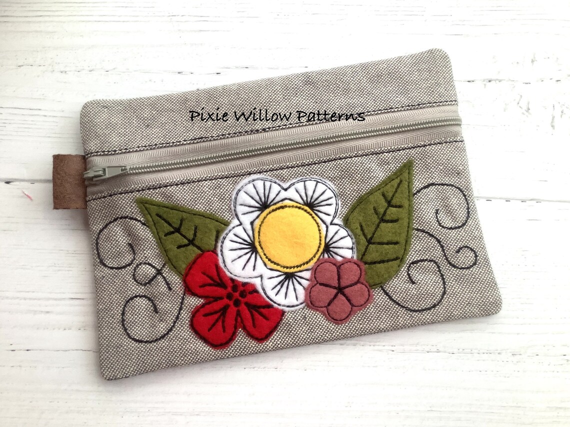 ITH Fully Lined Zipper Bag Machine Embroidery Design of Etsy UK