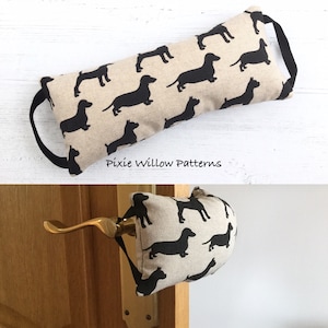 ITH Hanging Doorstop / ITH door latch cover. Machine embroidery pattern to fit 6x10 hoop by Pixie Willow Patterns