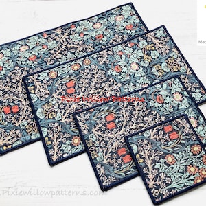 ITH Coasters, Placemats & Mug rug set. In the Hoop Machine Embroidery Project. Full set and Reversible, For 4x4, 5x7, 6x10 and 8x12 hoops.