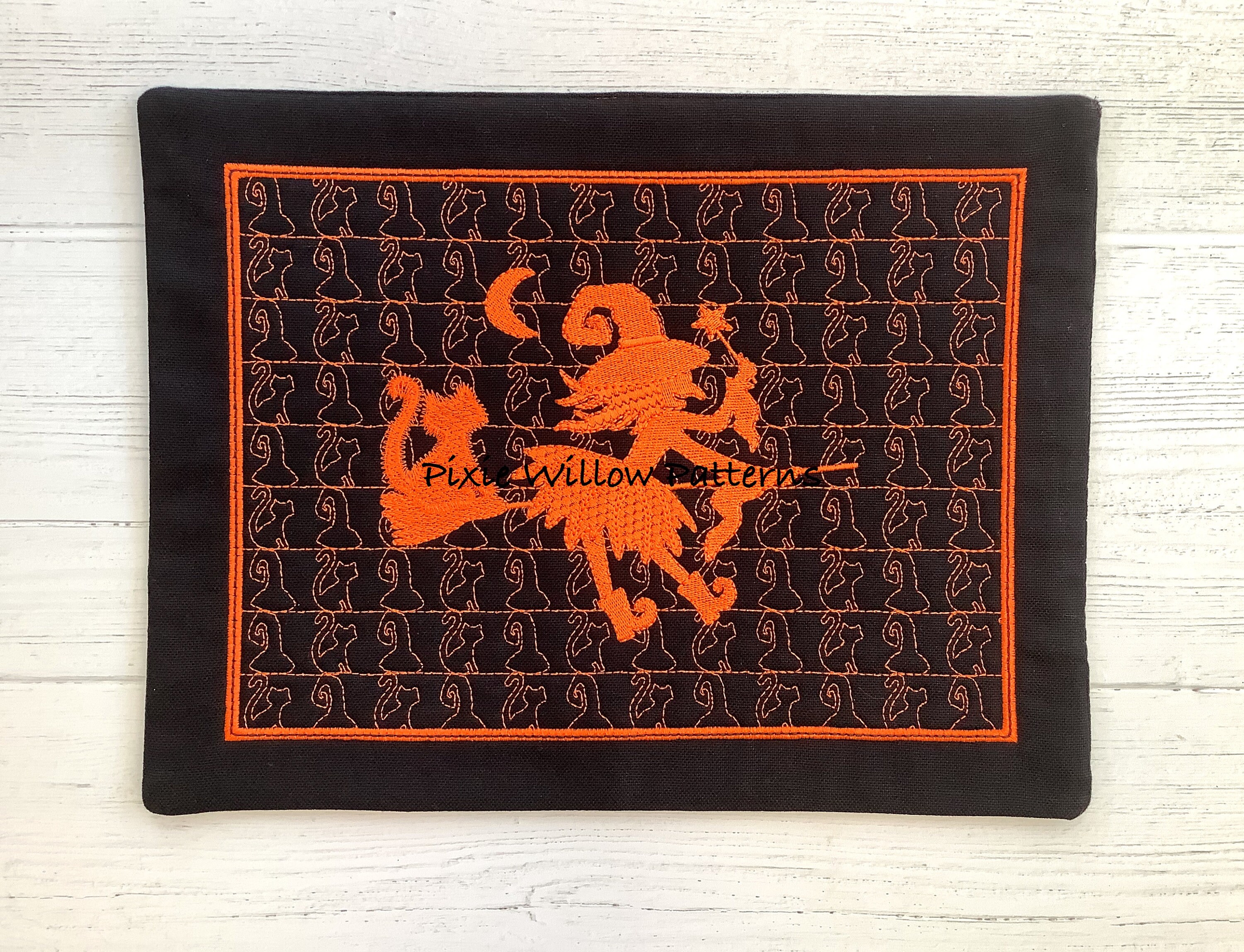 ITH Witch Silhouette Placemat: Machine Embroidery Halloween Project (7 ...