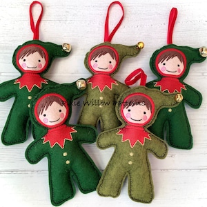 ITH Little Stuffed Elf pattern. Christmas in the hoop machine embroidery design of an Elf for 5x7 hoops